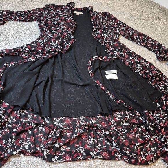 Michael Kors Georgette Ruffled Midi Wrap Dress Size XL - Picture 8 of 10